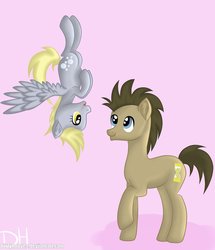 Size: 828x964 | Tagged: safe, artist:shiarr, derpy hooves, doctor whooves, time turner, pegasus, pony, g4, female, mare, upside down