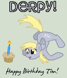 Size: 301x350 | Tagged: safe, artist:sean10001, derpy hooves, pegasus, pony, g4, birthday, candle, female, happy birthday, mare, muffin, solo