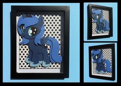 Size: 1060x753 | Tagged: safe, artist:the-paper-pony, princess luna, pony, g4, customized toy, female, filly, irl, papercraft, photo, shadowbox, solo, woona, younger