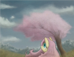 Size: 800x622 | Tagged: safe, artist:hewison, fluttershy, g4, female, solo, tree