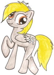 Size: 175x240 | Tagged: safe, artist:zimbemast459, derpy hooves, pegasus, pony, g4, female, lowres, mare, simple background, small, solo, traditional art, transparent background