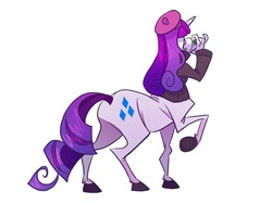 Size: 700x527 | Tagged: safe, artist:lizzieknight, rarity, centaur, g4, beatnik rarity, beret, clothes, drink, hat, solo