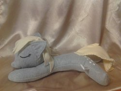 Size: 1024x768 | Tagged: safe, artist:irashiryuu, derpy hooves, pegasus, pony, g4, beanie (plushie), female, irl, mare, photo, plushie, sleeping, solo