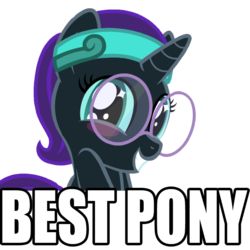 Size: 800x800 | Tagged: safe, artist:facelessjr, oc, oc only, oc:nyx, g4, best pony, blushing, image macro, solo