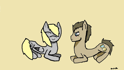 Size: 1024x576 | Tagged: safe, artist:derptor-doctorxderpy, derpy hooves, doctor whooves, time turner, pegasus, pony, g4, female, male, mare, ship:doctorderpy, shipping, simple background, straight