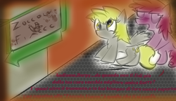 Size: 663x383 | Tagged: safe, artist:kingflurry, berry punch, berryshine, derpy hooves, pegasus, pony, g4, female, mare