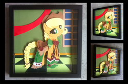 Size: 1024x671 | Tagged: safe, artist:the-paper-pony, applejack, g4, clothes, customized toy, dress, gala dress, papercraft, shadowbox