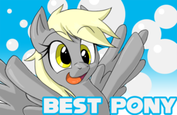 Size: 1020x660 | Tagged: safe, artist:kingjnar, derpy hooves, pegasus, pony, g4, best pony, female, happy, mare, solo