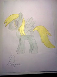 Size: 774x1032 | Tagged: safe, artist:elzian-pie, derpy hooves, pegasus, pony, g4, female, mare, solo, traditional art