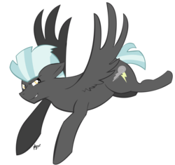 Size: 695x652 | Tagged: safe, artist:xtoxictoastx, thunderlane, pegasus, pony, g4, flying, male, simple background, smiling, solo, spread wings, stallion, transparent background, wings