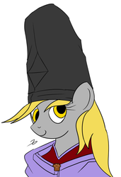 Size: 650x950 | Tagged: safe, artist:zerohenry, derpy hooves, pegasus, pony, g4, clothes, female, hat, hikaru no go, mare, paint tool sai, solo