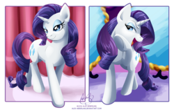 Size: 1224x792 | Tagged: safe, artist:alex-heberling, rarity, pony, unicorn, g4, carousel boutique, female, mare, open mouth, solo