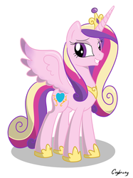 Size: 1936x2592 | Tagged: safe, artist:thebrokencog, princess cadance, alicorn, pony, g4, female, mare, simple background, smiling, solo, white background