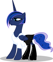 Size: 3100x3629 | Tagged: safe, artist:up1ter, princess luna, g4, alternate hairstyle, boots, clothes, female, goth, high res, hoof boots, punk luna, simple background, solo, transparent background, vector