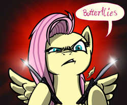 Size: 1200x1000 | Tagged: safe, artist:annacurser, artist:doublewbrothers, fluttershy, g4, balisong, butterfly knife, cropped, female, knife, solo