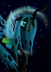 Size: 752x1063 | Tagged: dead source, safe, artist:sweeterwho, queen chrysalis, changeling, changeling queen, g4, female, sad, solo