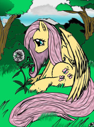 Size: 1580x2130 | Tagged: safe, artist:art-phoenix, fluttershy, g4, dandelion, female, solo