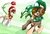 Size: 4000x2700 | Tagged: safe, artist:moonlightfl, oc, oc only, oc:8-bit, oc:pixel, monster pony, original species, piranha plant pony, 1-up mushroom, augmented tail, cap, hat, luigi's hat, mario's hat, nintendo, piranha plant, stars, super mario, super star