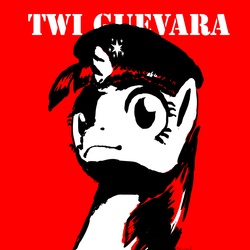 Size: 3000x3000 | Tagged: safe, artist:scayged, twilight sparkle, g4, che guevara, hat, parody