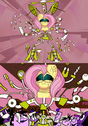 Size: 485x693 | Tagged: safe, artist:extradan, fluttershy, robot, g4, creepy, flutterbot, my life as a teenage robot