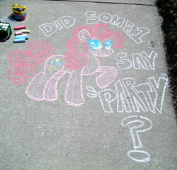 Size: 800x768 | Tagged: safe, artist:tenaflyviper, pinkie pie, g4, chalk, chalk art, chalk drawing, photo, sidewalk