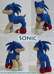 Size: 663x900 | Tagged: safe, artist:animeamy, pony, g3, customized toy, figure, irl, male, photo, ponified, solo, sonic the hedgehog, sonic the hedgehog (series), toy