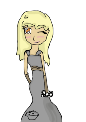 Size: 676x960 | Tagged: safe, artist:puppys278, derpy hooves, human, g4, blushing, clothes, dress, female, humanized, simple background, skinny, solo, thin, transparent background