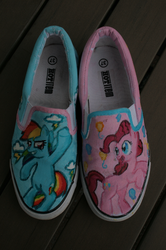 Size: 644x972 | Tagged: safe, artist:sceptile123, pinkie pie, rainbow dash, g4, customized toy, irl, photo, shoes