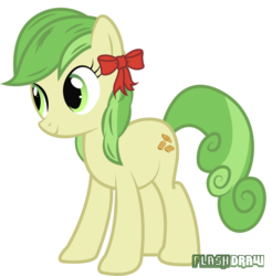 Size: 887x900 | Tagged: safe, artist:flash-draw, apple fritter, earth pony, pony, g4, alternate hairstyle, apple family member, bow, female, mare, simple background, solo, transparent background, vector