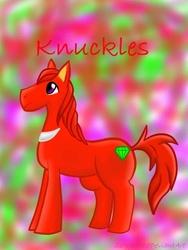 Size: 480x640 | Tagged: safe, artist:sexyback2010, pony, knuckles the echidna, male, ponified, solo, sonic the hedgehog (series)