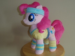 Size: 640x480 | Tagged: safe, artist:whitedove-creations, pinkie pie, g4, clothes, headband, irl, photo, plushie, solo, sweatband, workout outfit