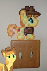 Size: 1024x1540 | Tagged: safe, artist:akira-the-alicorn, braeburn, g4, light switch, perler beads, photo