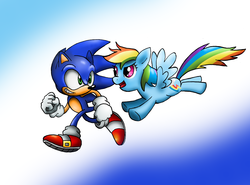 Size: 4094x3029 | Tagged: safe, artist:sonicknight007, rainbow dash, g4, crossover, high res, male, sonic the hedgehog, sonic the hedgehog (series)