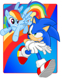 Size: 714x886 | Tagged: safe, artist:bswprecious, rainbow dash, g4, crossover, gimp, male, rainbow, sonic the hedgehog, sonic the hedgehog (series)