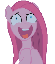 Size: 300x350 | Tagged: safe, artist:talentlessfiend, pinkie pie, earth pony, pony, g4, animated, faic, female, higurashi no naku koro ni, insanity, laughing, mare, open mouth, pinkamena diane pie, simple background, solo, transparent background, when the cicadas cry, yandere, yandere pie