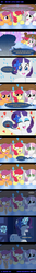 Size: 600x4577 | Tagged: safe, artist:ladyanidraws, apple bloom, rarity, scootaloo, sweetie belle, earth pony, pegasus, pony, unicorn, g4, stare master, abuse, applebuse, bed, comic, crusadabuse, crying, cutie mark crusaders, female, filly, foal, lol, poison joke, runny nose, scared, scootabuse, snot, something smells, spongebob squarepants, sweat, sweetiebuse, tears of fear, the ugly barnacle