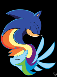 Size: 1700x2268 | Tagged: safe, artist:amostheartman, rainbow dash, g4, crossover, male, sonic the hedgehog, sonic the hedgehog (series)