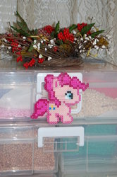 Size: 1024x1540 | Tagged: safe, pinkie pie, g4, chibi, perler, side view, solo