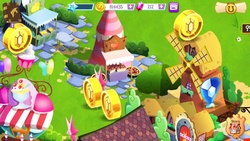 Size: 1136x640 | Tagged: safe, gameloft, g4, coin, windmill