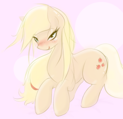 Size: 995x966 | Tagged: safe, artist:v-invidia, applejack, g4, bedroom eyes, blushing, female, solo, tongue out