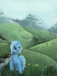 Size: 450x600 | Tagged: safe, artist:hagirok, trixie, pony, unicorn, g4, female, mare, scenery, solo