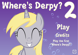 Size: 701x500 | Tagged: safe, derpy hooves, alicorn, pony, g4, derpicorn, fan game, game, happy, palindrome get, princess derpy, screenshots, smiling, where's derpy?