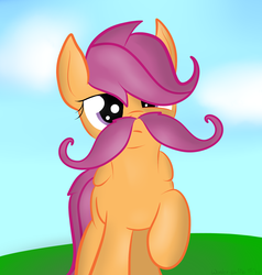 Size: 2000x2100 | Tagged: safe, artist:wonder-waffle, scootaloo, pegasus, pony, g4, female, moustache, solo