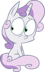 Size: 369x587 | Tagged: safe, artist:dinnerjoe, sweetie belle, g4, female, nervous, simple background, sitting, solo, transparent background, vector