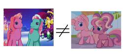 Size: 788x346 | Tagged: safe, edit, edited screencap, screencap, cheerilee (g3), minty, pinkie pie (g3), a very minty christmas, g3, g3.5, comparison, know the difference