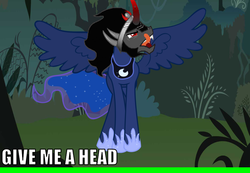 Size: 1019x704 | Tagged: safe, king sombra, princess luna, g4, give me a head, meme