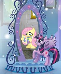 Size: 375x456 | Tagged: safe, fluttershy, twilight sparkle, alicorn, pegasus, pony, equestria girls, g4, but why, exploitable meme, female, magazine, magic mirror, magic mirror meme, mare, meme, reading, sitting on toilet, toilet, twilight sparkle (alicorn)