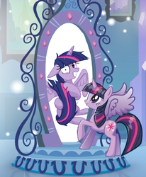 Size: 375x456 | Tagged: safe, twilight sparkle, pony, equestria girls, g4, exploitable meme, female, insanity, magic mirror, magic mirror meme, meme, solo, twilight snapple, twilight sparkle (alicorn)