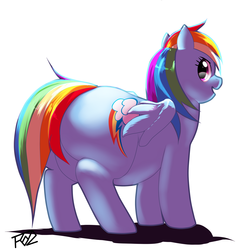 Size: 3600x3600 | Tagged: safe, artist:trinity-fate62, rainbow dash, pegasus, pony, g4, backwards cutie mark, butt, fat, female, large butt, mare, plot, rainblob dash, rainbutt dash, solo, the ass was fat, tubby wubby pony waifu