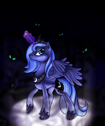 Size: 1000x1200 | Tagged: safe, artist:myhysteria, princess luna, g4, darkness, eyes, s1 luna